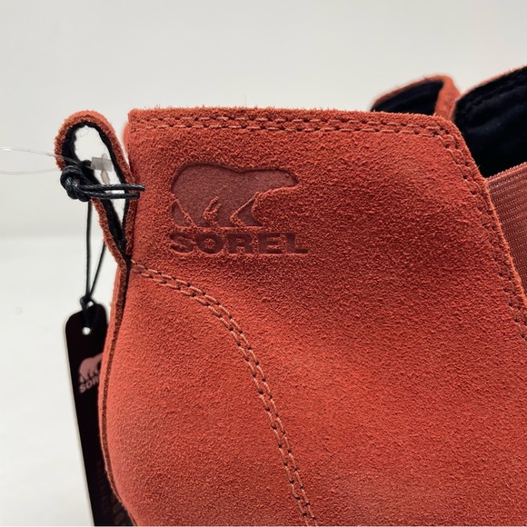 New Sorel Women's Evie Pull-on Suede Bootie Waterproof Warp Red Orange Size 9.5 - Picture 3 of 8